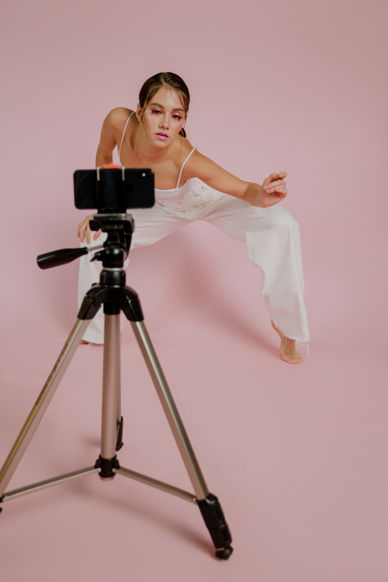 A Woman Dancing in the Studio